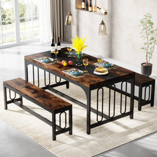 Dining Table with Bench Kitchen & Dining Room Sets You'll Love | Wayfair